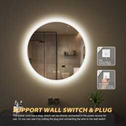 Fascinate 60Cm Round Led Bathroom Mirror - Shatterproof Tempered Glass, Backlit Frameless Design, Anti-Fog, Dimmable, Ip44 Rated - thumbnail 6
