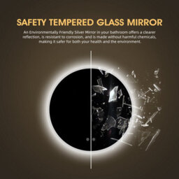 Fascinate 60Cm Round Led Bathroom Mirror - Shatterproof Tempered Glass, Backlit Frameless Design, Anti-Fog, Dimmable, Ip44 Rated - thumbnail 4