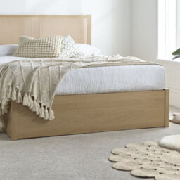 Carson Oak Rattan Wooden Ottoman Storage Bed Frame - 5Ft King Size - thumbnail 5