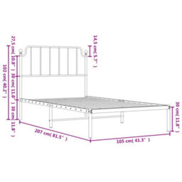 Berkfield Metal Bed Frame Without Mattress With Headboard White 100X200Cm - thumbnail 9