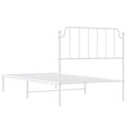 Berkfield Metal Bed Frame Without Mattress With Headboard White 100X200Cm - thumbnail 7