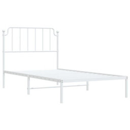 Berkfield Metal Bed Frame Without Mattress With Headboard White 100X200Cm - thumbnail 4
