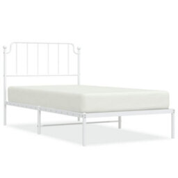Berkfield Metal Bed Frame Without Mattress With Headboard White 100X200Cm - thumbnail 2