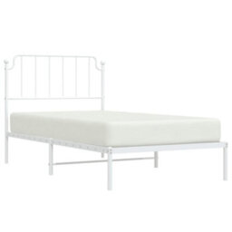 Berkfield Metal Bed Frame Without Mattress With Headboard White 100X200Cm - thumbnail 3