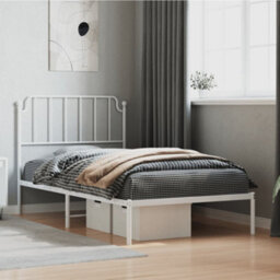 Berkfield Metal Bed Frame Without Mattress With Headboard White 100X200Cm - thumbnail 1