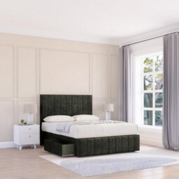 "Sloomy 6Ft California Dumfries Graphite Bed Set With 2 Drawers & Footboard, Mattress & 54"" Headboard - Super King"