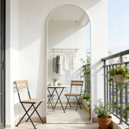 Cassilando Tall Arch Floor Mirror 162X53 Cm/63.77X20.86 In White Frame Standing Hanging Or Leaning Full Length Mirror - thumbnail 4