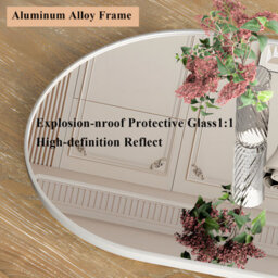Cassilando Tall Arch Floor Mirror 162X53 Cm/63.77X20.86 In White Frame Standing Hanging Or Leaning Full Length Mirror - thumbnail 7