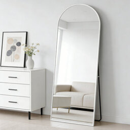 Cassilando Tall Arch Floor Mirror 162X53 Cm/63.77X20.86 In White Frame Standing Hanging Or Leaning Full Length Mirror - thumbnail 3