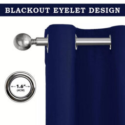 Ameha Navy Plain Thermal Insulated Blackout 230Gsm  Eyelet Curtain For Energy Saving Bedroom Single Panel 66''x84'' Uk Home Decor - thumbnail 8