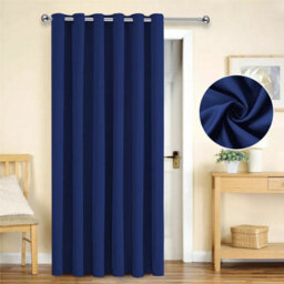Ameha Navy Plain Thermal Insulated Blackout 230Gsm  Eyelet Curtain For Energy Saving Bedroom Single Panel 66''x84'' Uk Home Decor
