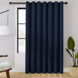 Ameha Navy Plain Thermal Insulated Blackout 230Gsm  Eyelet Curtain For Energy Saving Bedroom Single Panel 66''x84'' Uk Home Decor - thumbnail 6