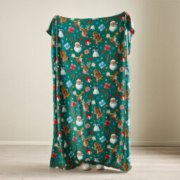 Catherine Lansfield Christmas Icons Blanket/throw For Sofa Chair Bed Green 130X170Cm - thumbnail 3