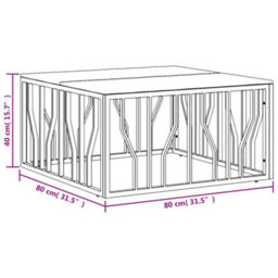 Berkfield Modern Coffee Table Silver Stainless Steel And Solid Wood Reclaimed - thumbnail 6
