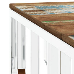 Berkfield Modern Coffee Table Silver Stainless Steel And Solid Wood Reclaimed - thumbnail 5