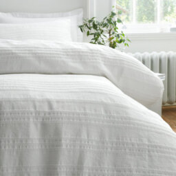 Bianca Fine Linens Waffle Cotton Stripe Single Duvet Cover Set With Pillowcase White - thumbnail 3