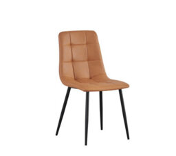 Mof Faux Suede Set Of 4 Dining Chairs With Sturdy Metal Legs Chairs With Backrest And Padded Seat Orange Check - thumbnail 4