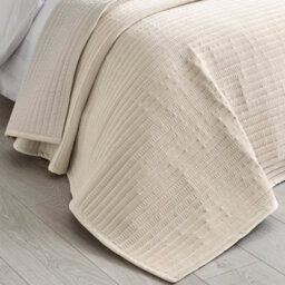 Catherine Lansfield Velvet Pinsonic Quilted 220X220Cm Bedspread Natural
