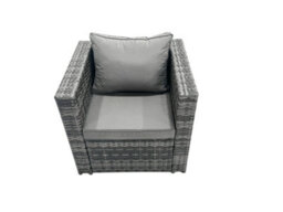 Fimous Rattan Garden Furniture Dining Set 9-Seater Patio Coffee Table Sofa Set With 2 Side Tables 2 Small Stools Dark Grey Mixed - thumbnail 5