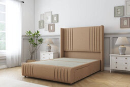 "Comfort Elise Latte Dumfries Divan Bed Set No Drawers - 54"" Wingback & 12"" Footboard 6' Super King" - thumbnail 3