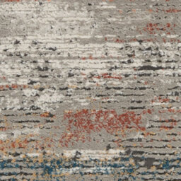 Grey Multi Rustic Textures Luxurious Modern Abstract Bedroom & Living Room Rug -66 X 230Cm (Runner) - thumbnail 4