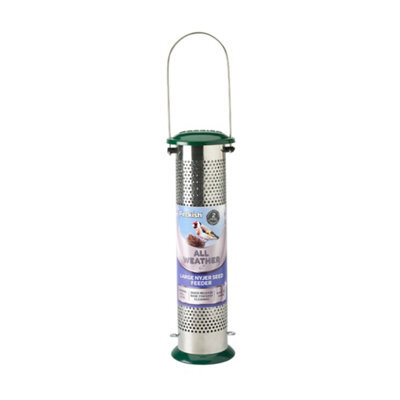 Peckish Plastic & Steel Seed & Nyger Green All Weather Bird Feeder 0.7L - image 1