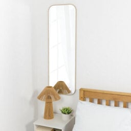 Deenz Squoval Wall Mounted Mirror Rectangle Greige Framed Mini Round Edges Functional Home Décor Unique Shape For Bedroom 120X40Cm