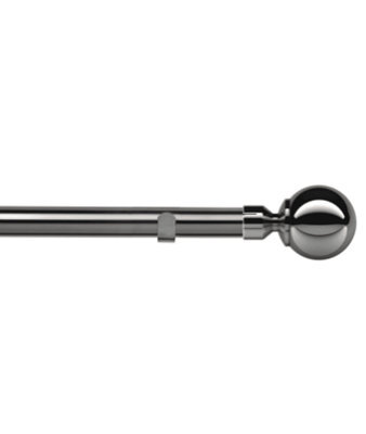 Unknown 28mm Fixed Length Metal Eyelet Curtain Pole Set In Polished Graphite - Met Ball Finial, 360Cm - image 1