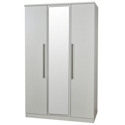 Bergamo Ready Assembled Contemporary Matt Grey Matt Tall Triple Wardrobe With 1 Mirror Door (H)1825mm (W)1110mm (D)530mm - image 1