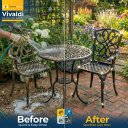 Homeology Vivaldi 3-Piece Aluminium Garden Bistro Set - Table With Parasol Hole & 2 Generously Sized Armchairs - (Black) - thumbnail 6
