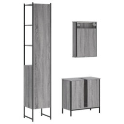 Walplus 3 Piece Bathroom Furniture Set Grey Sonoma Engineered Wood - thumbnail 8