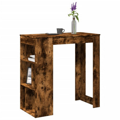 Berkfield Bar Table With Racks Smoked Oak 102X50X103.5 Cm Engineered Wood - image 1
