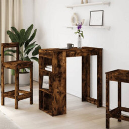Berkfield Bar Table With Racks Smoked Oak 102X50X103.5 Cm Engineered Wood - thumbnail 3