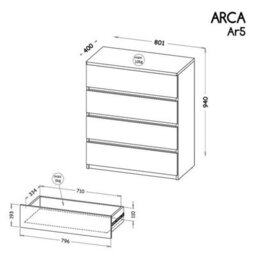 Arte Arca Ar5 Chest Of Drawers - Streamlined Modern Storage, H940mm W801mm D400mm In Arctic White - thumbnail 2
