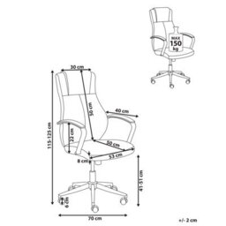 Beliani Executive Chair Adept Faux Leather Black - thumbnail 3