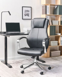Beliani Executive Chair Adept Faux Leather Black - thumbnail 2