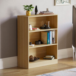 Lassic Vida Designs Cambridge Oak 3 Tier Low Bookcase Freestanding Shelving Unit (H)750mm (W)600mm (D)240mm