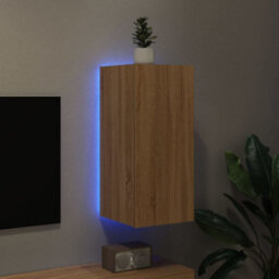 Berkfield Tv Wall Cabinet With Led Lights Sonoma Oak 30.5X35X70 Cm - thumbnail 4