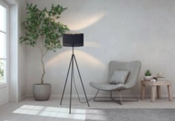 Elegant Black Floor Lamp With Gold Accents - E27 Bulb Compatible - thumbnail 3