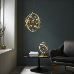 Loops 2 Pack Hanging Ceiling Pendant Light - Gold Effect Plate With Clear & Gold Glass - 8.53W Led (Smd 2835) Warm White - thumbnail 4