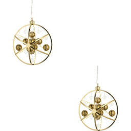 Loops 2 Pack Hanging Ceiling Pendant Light - Gold Effect Plate With Clear & Gold Glass - 8.53W Led (Smd 2835) Warm White