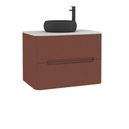 Royal Bathrooms Venice 700mm Terracotta Clay Wall Mounted Bathroom Countertop Vanity Unit 2 Drawer With Milan Black Basin - thumbnail 7