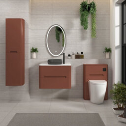 Royal Bathrooms Venice 700mm Terracotta Clay Wall Mounted Bathroom Countertop Vanity Unit 2 Drawer With Milan Black Basin - thumbnail 4