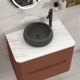 Royal Bathrooms Venice 700mm Terracotta Clay Wall Mounted Bathroom Countertop Vanity Unit 2 Drawer With Milan Black Basin - thumbnail 6