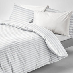 Ameha Stripe Duvet Set With Pillowcase Reversible Bedding & Soft Microfiber Cover White Single Size 135X200Cm - thumbnail 6