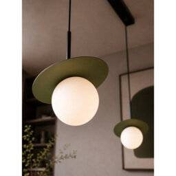 Luminosa Lighting Luminosa Aura Bar Pendant Ceiling Light Black, Green White Glass Shade 2X E27 - thumbnail 3