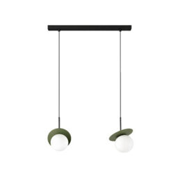 Luminosa Lighting Luminosa Aura Bar Pendant Ceiling Light Black, Green White Glass Shade 2X E27 - thumbnail 1