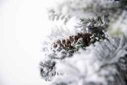 Shatchi Pre Lit Potted Snow Flocked Christmas Tree With Pine Cones And Red Berries Snowy Tips 80-100 Warm White Led Lights - thumbnail 4