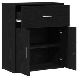 Berkfield Sideboard With Drawer Black Oak 60 X 31 X 70 Cm Engineered Wood - thumbnail 5