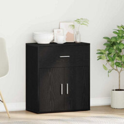Berkfield Sideboard With Drawer Black Oak 60 X 31 X 70 Cm Engineered Wood - thumbnail 4
